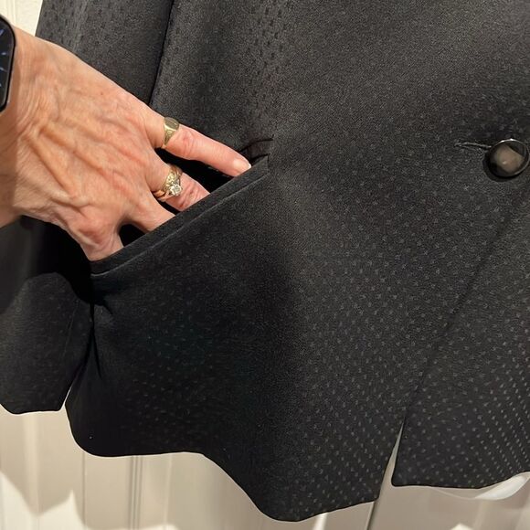 Sunny Choi Black Embossed Lined Wool Blazer Size 10 - Picture 4 of 12